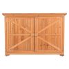 Double Doors Fir Wooden Garden Yard Shed Lockers Outdoor Storage Cabinet Unit Orange Red