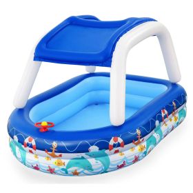 Inflatable outdoor swimming pool with UV sunshades