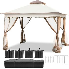 VEVOR Outdoor Canopy Gazebo Tent, Portable Canopy Shelter with 12'x12' Large Shade Tents for Parties, Backyard, Patio Lawn and Garden, 4 Sandbags, Car