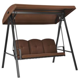 Outdoor 3-Seat Porch Swing with Adjust Canopy and Cushions