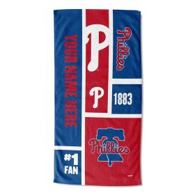 [Personalization Only] OFFICIAL MLB Colorblock Beach Towel - Phillies