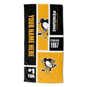 [Personalization Only] OFFICIAL NHL Colorblock Beach Towel - Pittsburgh Penguins