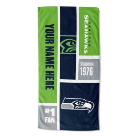 [Personalization Only] OFFICIAL NFL Colorblock Personalized Beach Towel - Seahawks