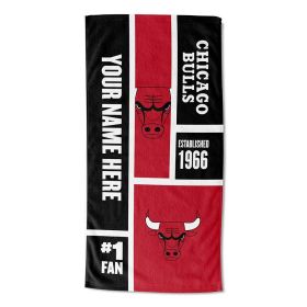 [Personalization Only] OFFICIAL NBA Colorblock Personalized Beach Towel - Chicago Bulls