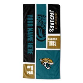 [Personalization Only] OFFICIAL NFL Colorblock Personalized Beach Towel - Jaguars