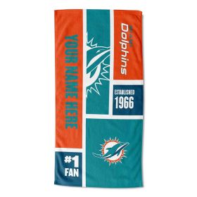 [Personalization Only] OFFICIAL NFL Colorblock Personalized Beach Towel - Dolphins