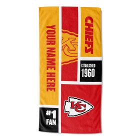 [Personalization Only] OFFICIAL NFL Colorblock Beach Towel - Chiefs
