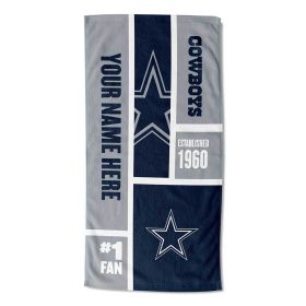 [Personalization Only] OFFICIAL NFL Colorblock Personalized Beach Towel - Cowboys