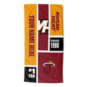 [Personalization Only] OFFICIAL NBA Colorblock Personalized Beach Towel - Miami Heat