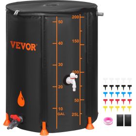 VEVOR Collapsible Rain Barrel, 53 Gallon Large Capacity, PVC Rainwater Collection System with Spigots and Overflow Kit, Portable Water Tank Storage Co