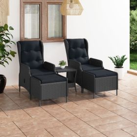 3 Piece Patio Lounge Set with Cushions Poly Rattan Dark Gray