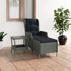 2 Piece Patio Lounge Set with Cushions Poly Rattan Light Gray