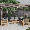 9 Piece Patio Lounge Set with Cushion Solid Acacia Wood