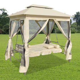 Luxury Outdoor Gazebo Swing Chair Sunbed Cream White