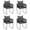 Patio Chairs 4 pcs with Pillows Poly Rattan Black