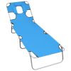 Folding Sun Lounger with Head Cushion Steel Turqoise Blue