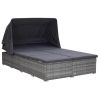 2-Person Sunbed with Cushion Poly Rattan Gray