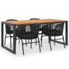 5 Piece Patio Dining Set Solid Acacia Wood and PVC Rattan