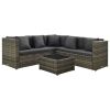 4 Piece Patio Lounge Set with Cushions Poly Rattan Gray