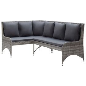 Patio Corner Sofas 2 pcs Poly Rattan Gray