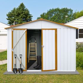 Metal garden sheds 6ftx8ft outdoor storage sheds White+Yellow