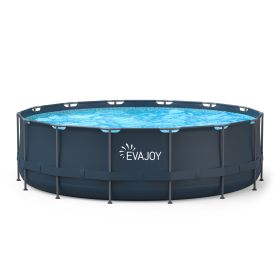 16ft x 48in Metal Frame Swimming Pool Set, Round Above Ground Pool Set with 2000 GPH Sand Filter Pump, Pool Ladder, Ground Cloth, Pool Cover for Backy