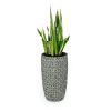 c14.6" Self-watering Wicker Planter - Garden Decoration Pot - Gray - Round