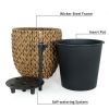 14.6" Self-watering Wicker Planter - Garden Decoration Pot - Dark Brown - Round