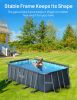 14ft x 7ft x 48in Metal Frame Swimming Pool Set for Families, Rectangular Above Ground Pool Set with Cartridge Filter Pump, Filter Cartridge, Pool Lad