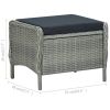 2 Piece Patio Lounge Set with Cushions Poly Rattan Light Gray