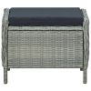 Reclining Patio Chair with Footstool Poly Rattan Light Gray