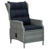 Reclining Patio Chair with Footstool Poly Rattan Light Gray