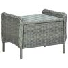 Reclining Patio Chair with Footstool Poly Rattan Light Gray