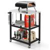 3-Tier Foldable Outdoor Stainless Steel Food Prepare Dining Cart Table on Wheels