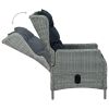 Reclining Patio Chair with Footstool Poly Rattan Light Gray