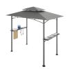 8x 5 FT Grill Gazebo Grill Canopy Double Tiered BBQ Gazebo Outdoor BBQ Canopy, Gray