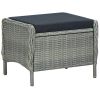 2 Piece Patio Lounge Set with Cushions Poly Rattan Light Gray