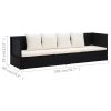 Patio Bed with Cushion & Pillows Poly Rattan Black