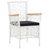 7 Piece Patio Dining Set Poly Rattan White