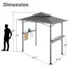 8x 5 FT Grill Gazebo Grill Canopy Double Tiered BBQ Gazebo Outdoor BBQ Canopy, Gray