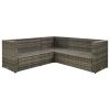 4 Piece Patio Lounge Set with Cushions Poly Rattan Gray