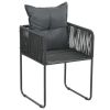 Patio Chairs 6 pcs with Pillows Poly Rattan Black