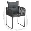 Patio Chairs 6 pcs with Pillows Poly Rattan Black