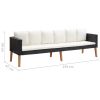 3-Seater Patio Sofa with Cushions Poly Rattan Black