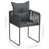 Patio Chairs 4 pcs with Pillows Poly Rattan Black