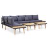 7-Seater Patio Lounge Set with Cushions Solid Acacia Wood Brown