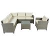 U_STYLE Patio Furniture Set, 5 Piece Outdoor Conversation Set,with Coffee Table, Cushions and Single Chair