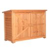 Double Doors Fir Wooden Garden Yard Shed Lockers Outdoor Storage Cabinet Unit Orange Red