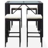 5 Piece Patio Bar Set Poly Rattan and Glass Black