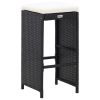 5 Piece Patio Bar Set Poly Rattan and Glass Black